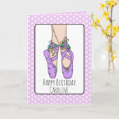 Personalisierte Ballett Slippers Ballerina Geburts Karte (Gelbe Blume)