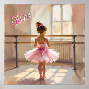 Personalisierte Ballett-Themen-Ballerina in Rosa Poster