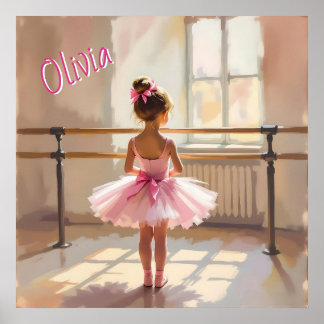 Personalisierte Ballett-Themen-Ballerina in Rosa Poster