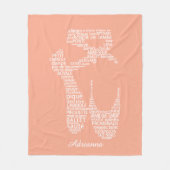 Personalisierte Ballettschuh-Typografie  Fleecedecke (Vorderseite)