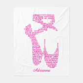 Personalisierte Ballettschuh-Typografie Fleecedecke (Vorderseite)