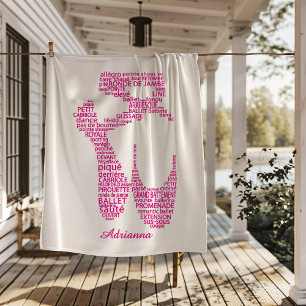 Personalisierte Ballettschuh-Typografie  Fleecedecke