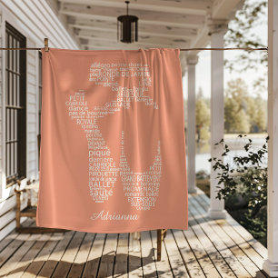 Personalisierte Ballettschuh-Typografie  Fleecedecke