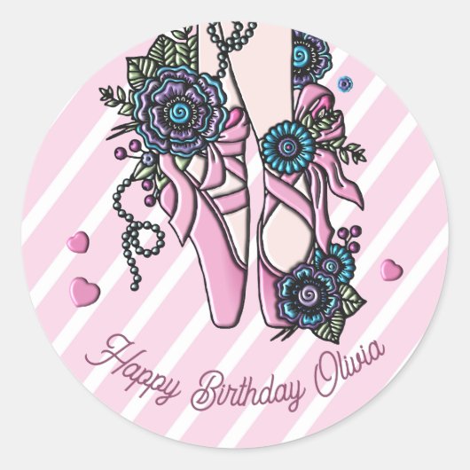 Personalisierte Ballettschuhe Runder Aufkleber (Vorderseite)