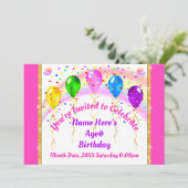 Personalisierte Ballon-Einladungen, Regenbogen Einladung (Stehend Vorderseite)