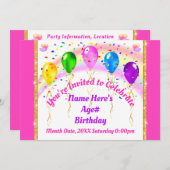 Personalisierte Ballon-Einladungen, Regenbogen Einladung (Vorne/Hinten)