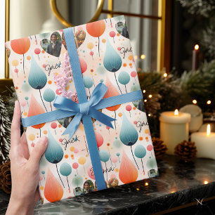 Personalisierte Ballonfeier, Fotos & Namen Geschenkpapier