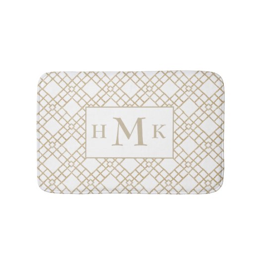 Personalisierte Bamboo-Gitter-Monogramm-Badmatte Badematte (Vorderseite)