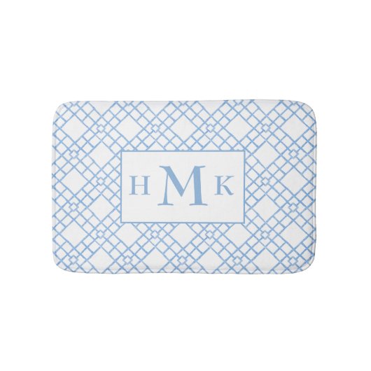 Personalisierte Bambus-Gitter-Monogramm Badematte (Vorderseite)