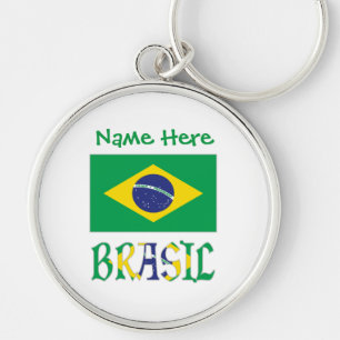 Personalisierte Bandiera Brasil Runde Metall Schlüsselanhänger
