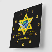 Personalisierte Bar Mitzvah-Geschenke, Star von Da Quadratische Wanduhr (Winkel)