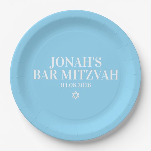 Personalisierte Bar Mitzvah Papierplatte Pappteller (Vorderseite)