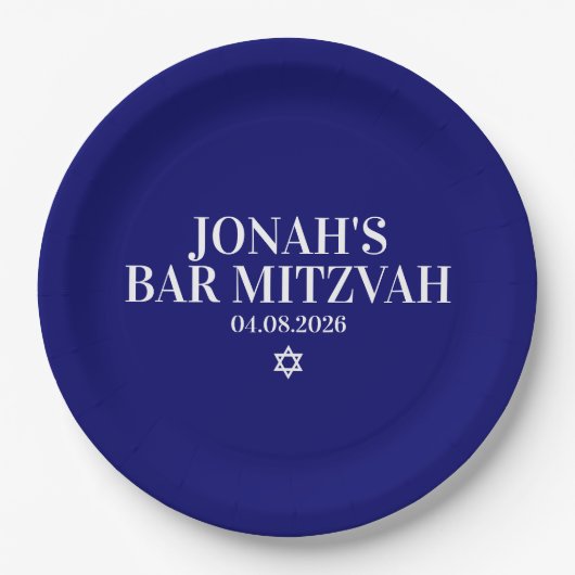 Personalisierte Bar Mitzvah Papierplatte Pappteller (Vorderseite)
