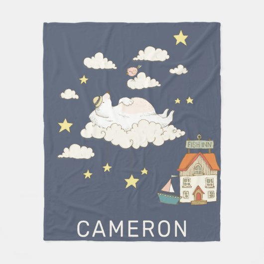 Personalisierte Bären- und Vogelbebilderungsszene Fleecedecke (Vorderseite)