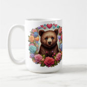 Personalisierte Bärenkuppe mit Rose und Herz Kaffeetasse (Links)
