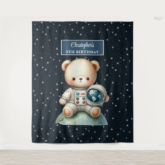 Personalisierte Bärenverkleidung für Jungen Wandteppich (Vorderseite)