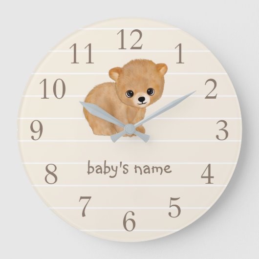 Personalisierte Bärn-Kinderzimmer-Wand-Uhr Große Wanduhr (Vorderseite)