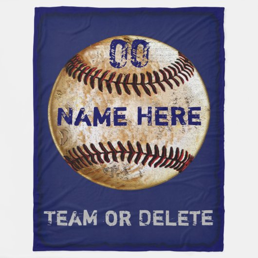 Personalisierte Baseball-Flanelldecke 3 Textfelder Fleecedecke (Vorderseite)