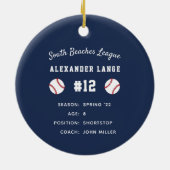 Personalisierte Baseball-Foto- und Player-Status Keramik Ornament (Hinten)
