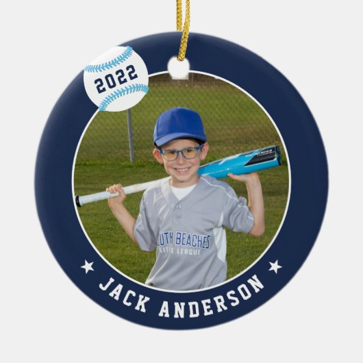 Personalisierte Baseball-Foto- und Player-Status Keramik Ornament (Vorne)
