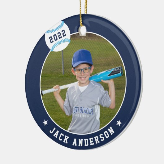 Personalisierte Baseball-Foto- und Player-Status Keramik Ornament (Links)