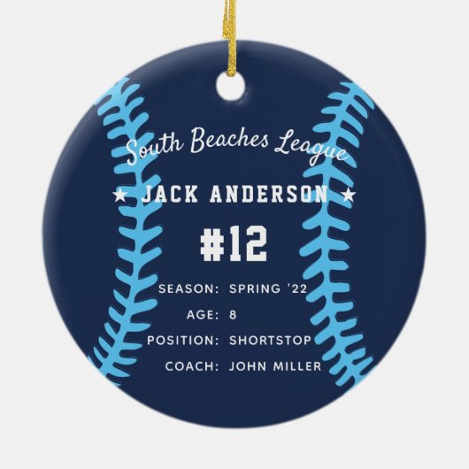 Personalisierte Baseball-Foto- und Player-Status Keramik Ornament (Hinten)