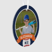 Personalisierte Baseball-Foto- und Player-Status Ornament (Vorderseite)