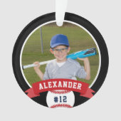 Personalisierte Baseball-Foto- und Player-Status Ornament (Vorderseite)