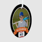Personalisierte Baseball-Foto- und Player-Status Ornament (Vorderseite)