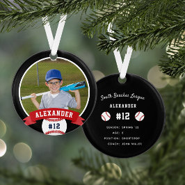 Personalisierte Baseball-Foto- und Player-Status Ornament