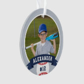 Personalisierte Baseball-Foto- und Player-Status Ornament (Vorderseite)