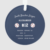 Personalisierte Baseball-Foto- und Player-Status Ornament (Rückseite)