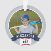 Personalisierte Baseball-Foto- und Player-Status Ornament (Vorderseite)