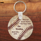 Personalisierte Baseball-Gastgeschenke Hochzeiten, Schlüsselanhänger (Vorderseite)