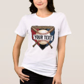 Personalisierte Baseball-Heimplatte Leopardendruck Tri-Blend Shirt (Vorderseite)