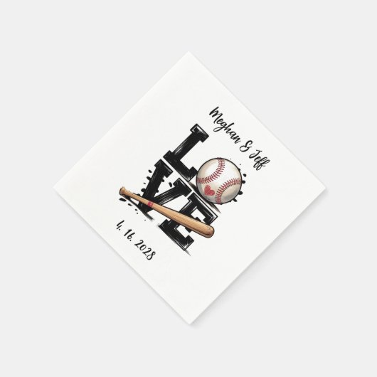 Personalisierte Baseball-Hochzeit Serviette (Ecke)