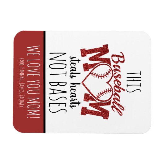 Personalisierte Baseball-Mama Magnet (Horizontal)