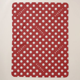 Personalisierte Baseball-Name-Decke – Rot & Weiß Sherpadecke