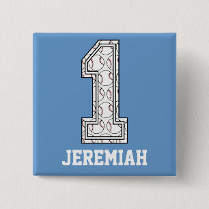Personalisierte Baseball-Nummer 1 Button
