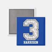 Personalisierte Baseball-Nummer 3 Magnet (Vorderseite/Rückseite)