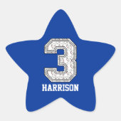 Personalisierte Baseball-Nummer 3 Stern-Aufkleber (Vorderseite)