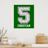 Personalisierte Baseball-Nummer 5 Poster (Küche)