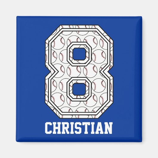 Personalisierte Baseball-Nummer 8 Magnet (Vorne)