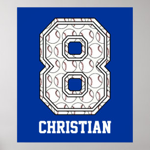Personalisierte Baseball-Nummer 8 Poster