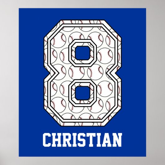 Personalisierte Baseball-Nummer 8 Poster (Vorne)