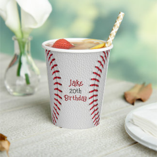Personalisierte Baseball-Papierteller mit Namen un Pappbecher