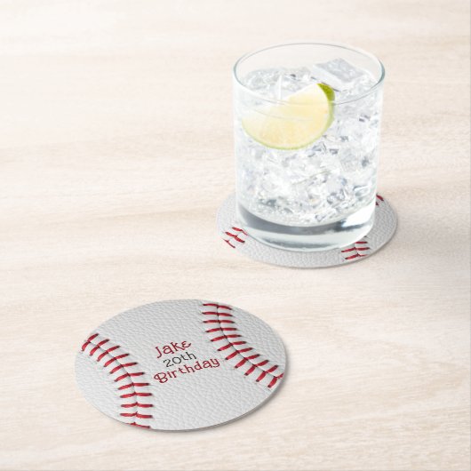 Personalisierte Baseball-Papierteller mit Namen un Runder Pappuntersetzer (Vor Ort)