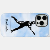 Personalisierte Baseball Player Silhouette Blue Sk Case-Mate iPhone Hülle (Rückseite (Horizontal))