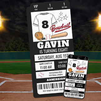 Personalisierte Baseball Ticket Geburtstagsparty Einladung