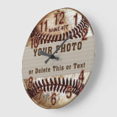 Personalisierte Baseball-Uhr, Ihr FOTO und Ihr TEX Große Wanduhr (Winkel)